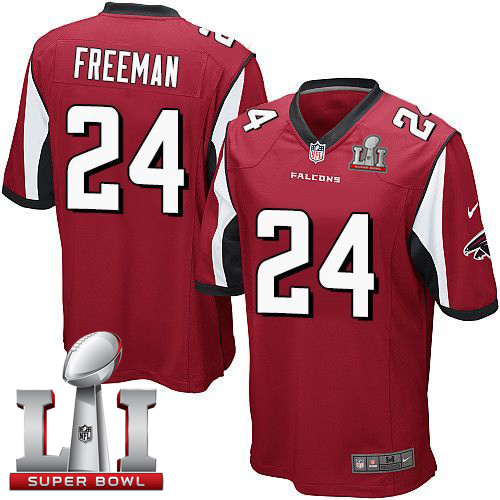 Nike Falcons #24 Devonta Freeman Red Team Color Super Bowl LI 51 Youth Stitched NFL Elite Jersey